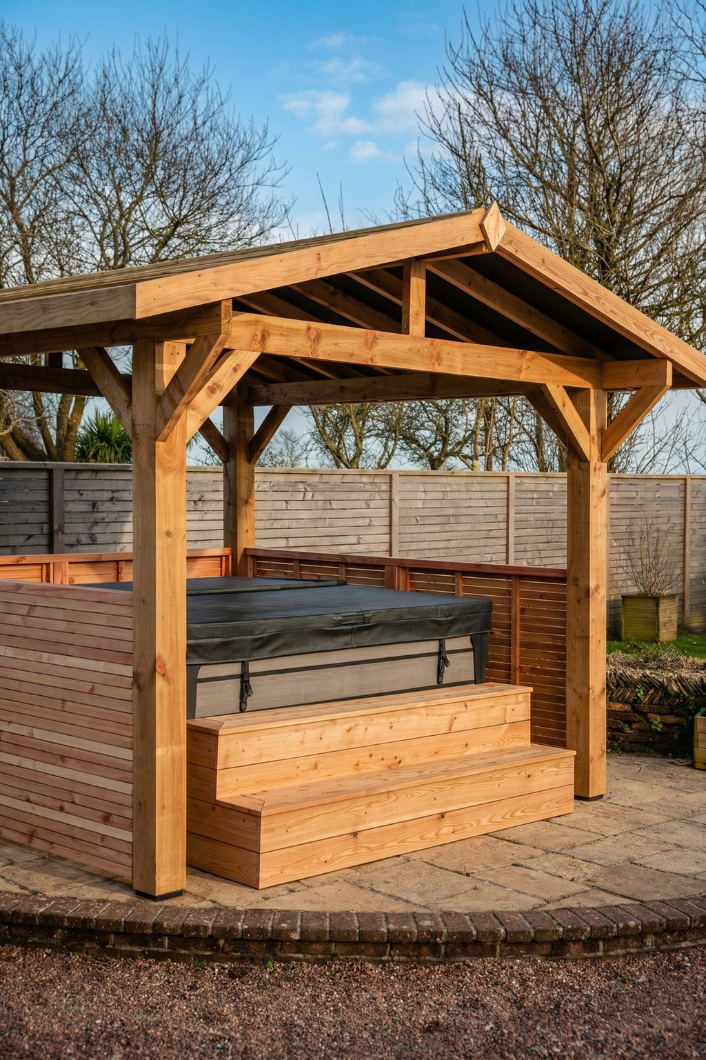 Half-Height Slatted Wall with Pergola Kit (Individual Wall)