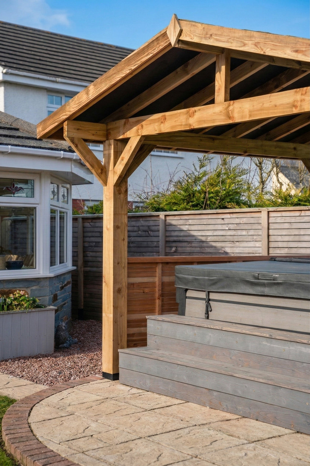 Half-Height Slatted Wall with Pergola Kit (Individual Wall)