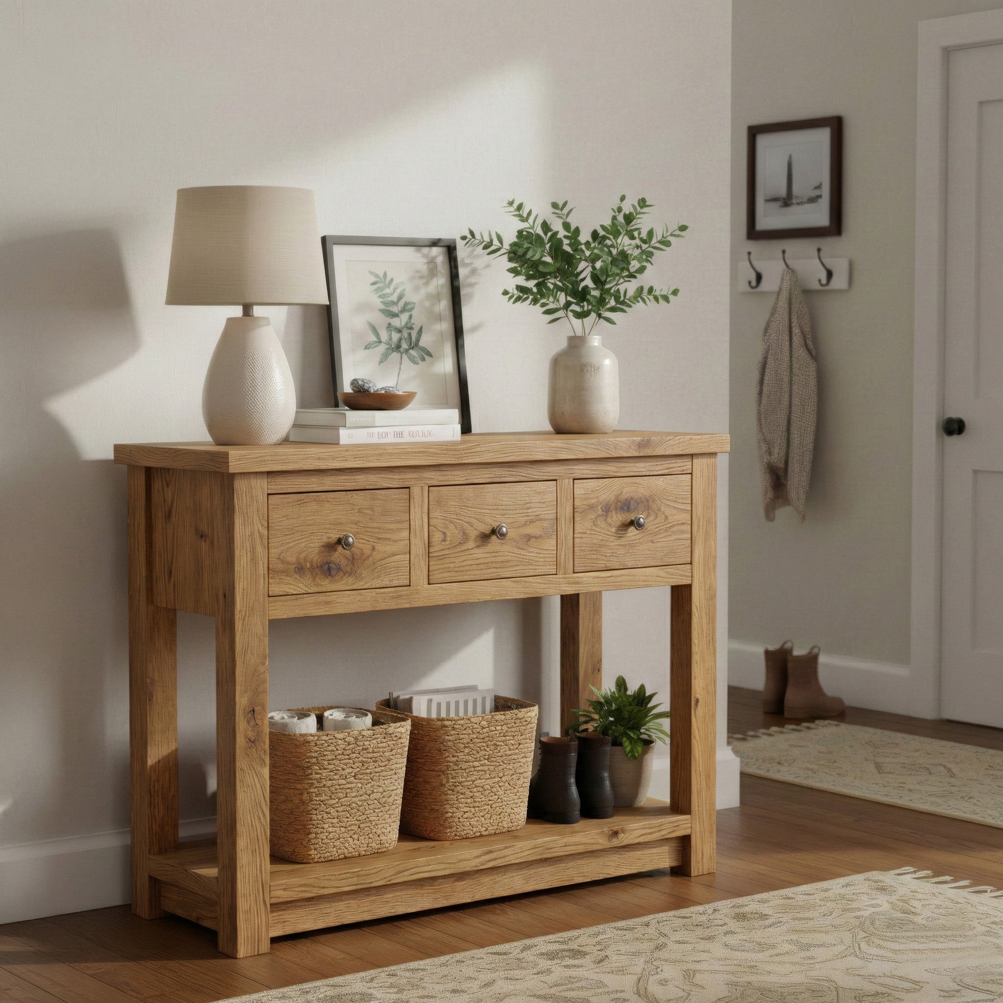 Padstow Scandinavian Pine Hallway Console Table
