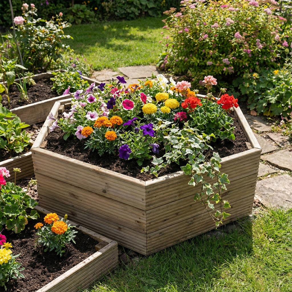 Scandinavian Redwood Hexagonal Decking Planter