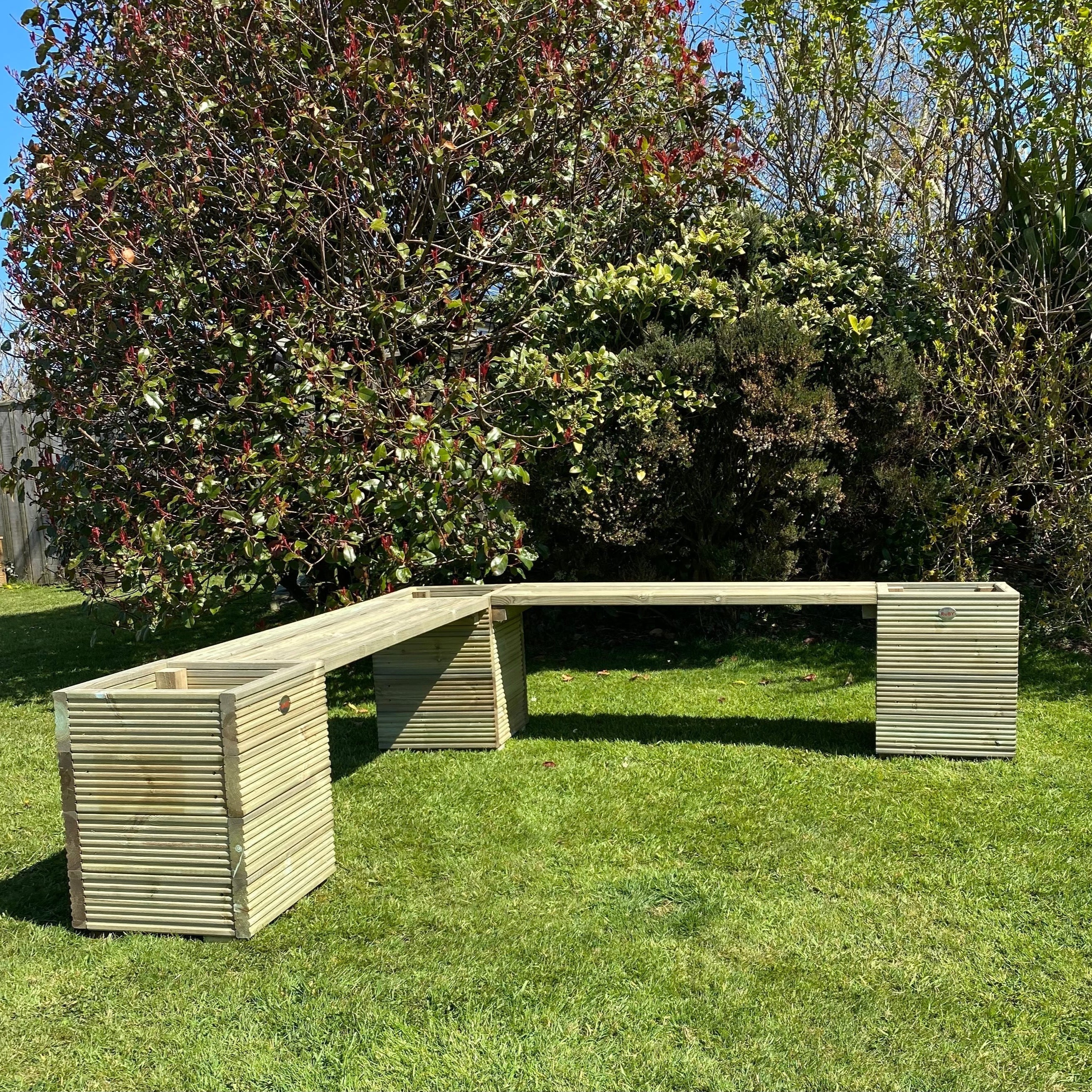 Square Decking Planters & Bench Combination