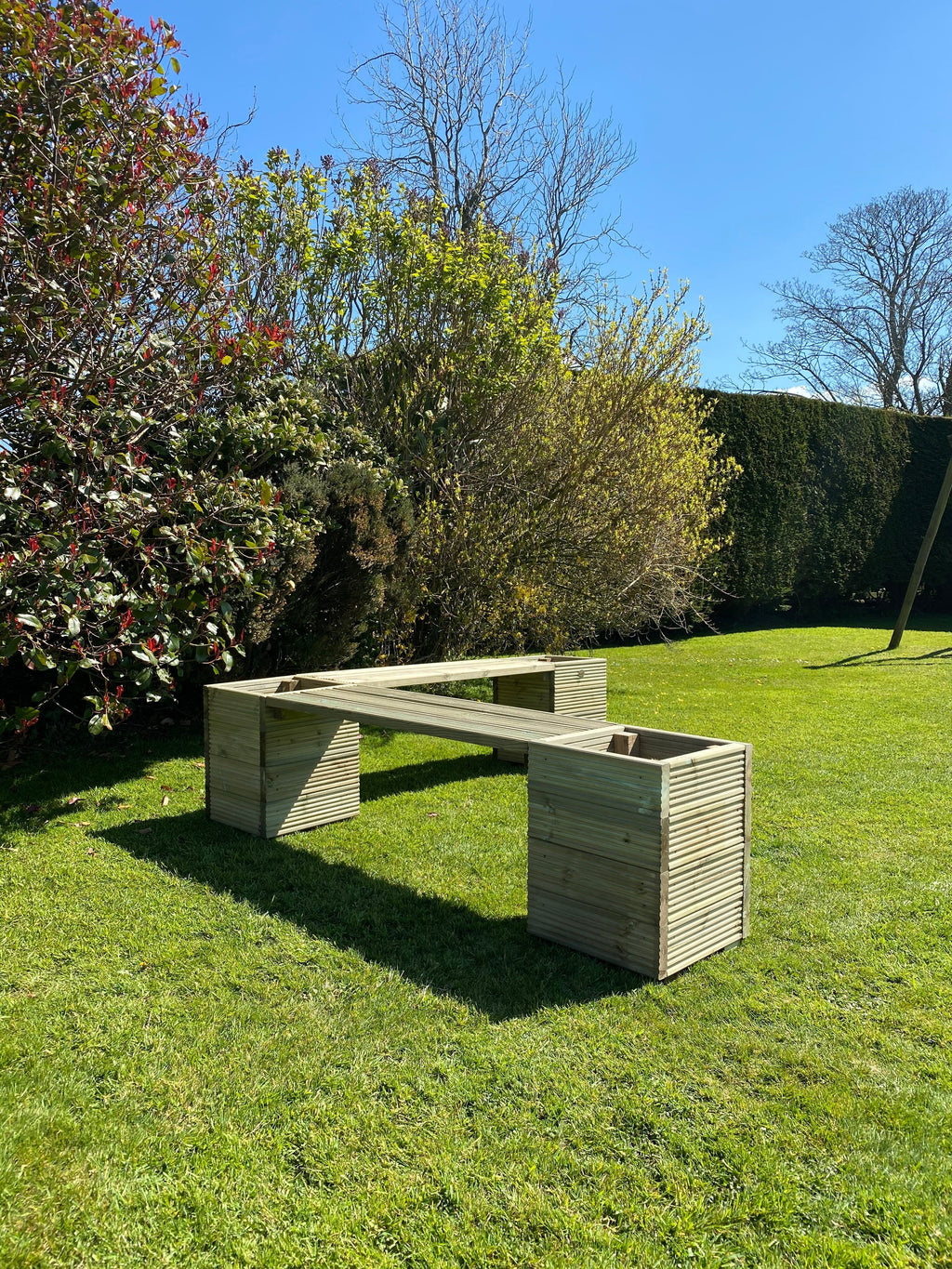 Square Decking Planters & Bench Combination