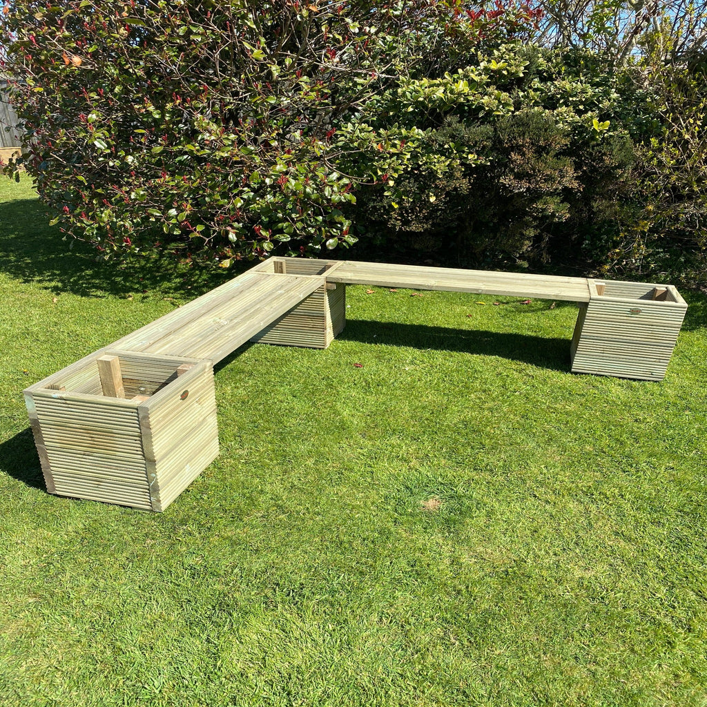 Square Decking Planters & Bench Combination