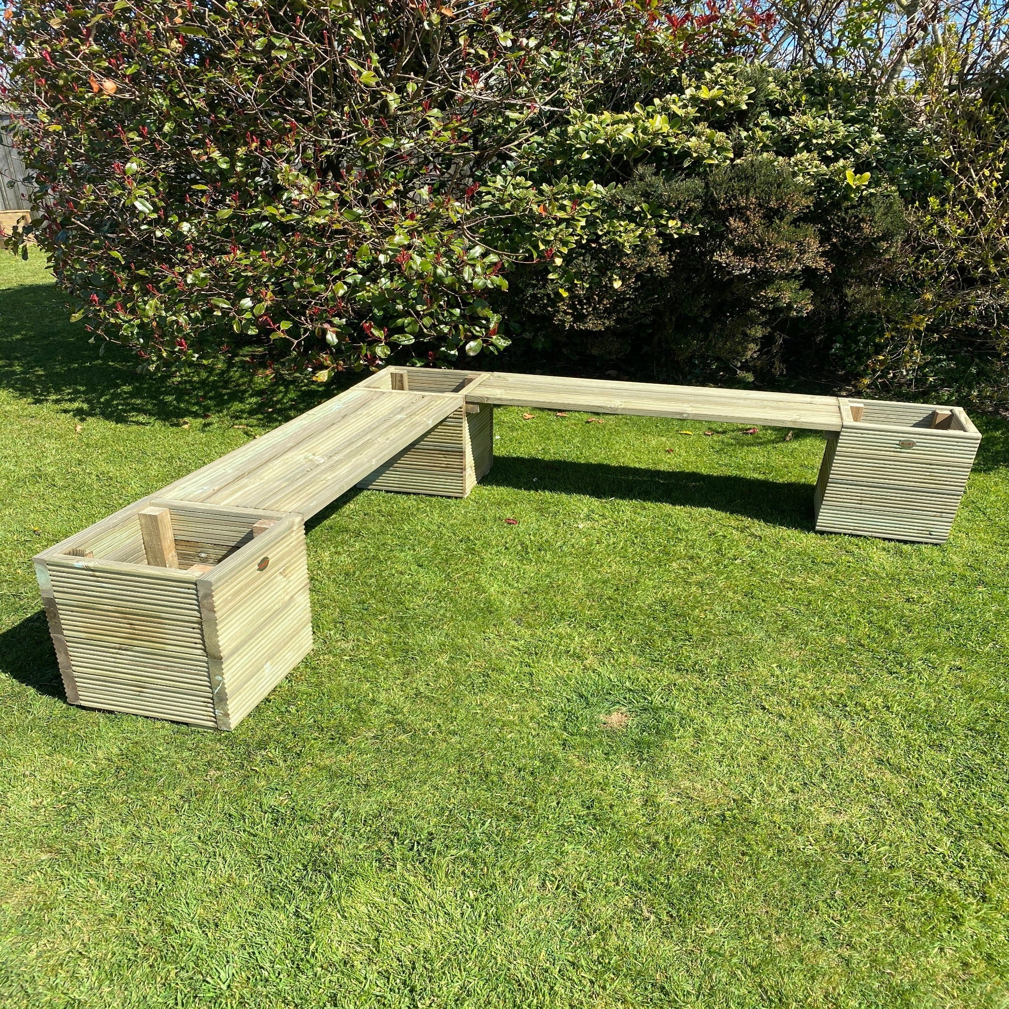 Square Decking Planters & Bench Combination
