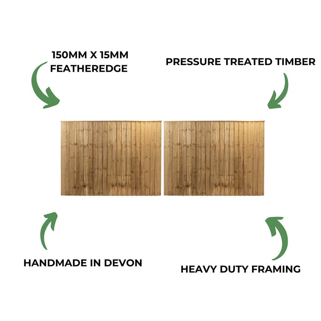 Shebbear Pressure Treated Timber Featheredge Driveway Gate Pair