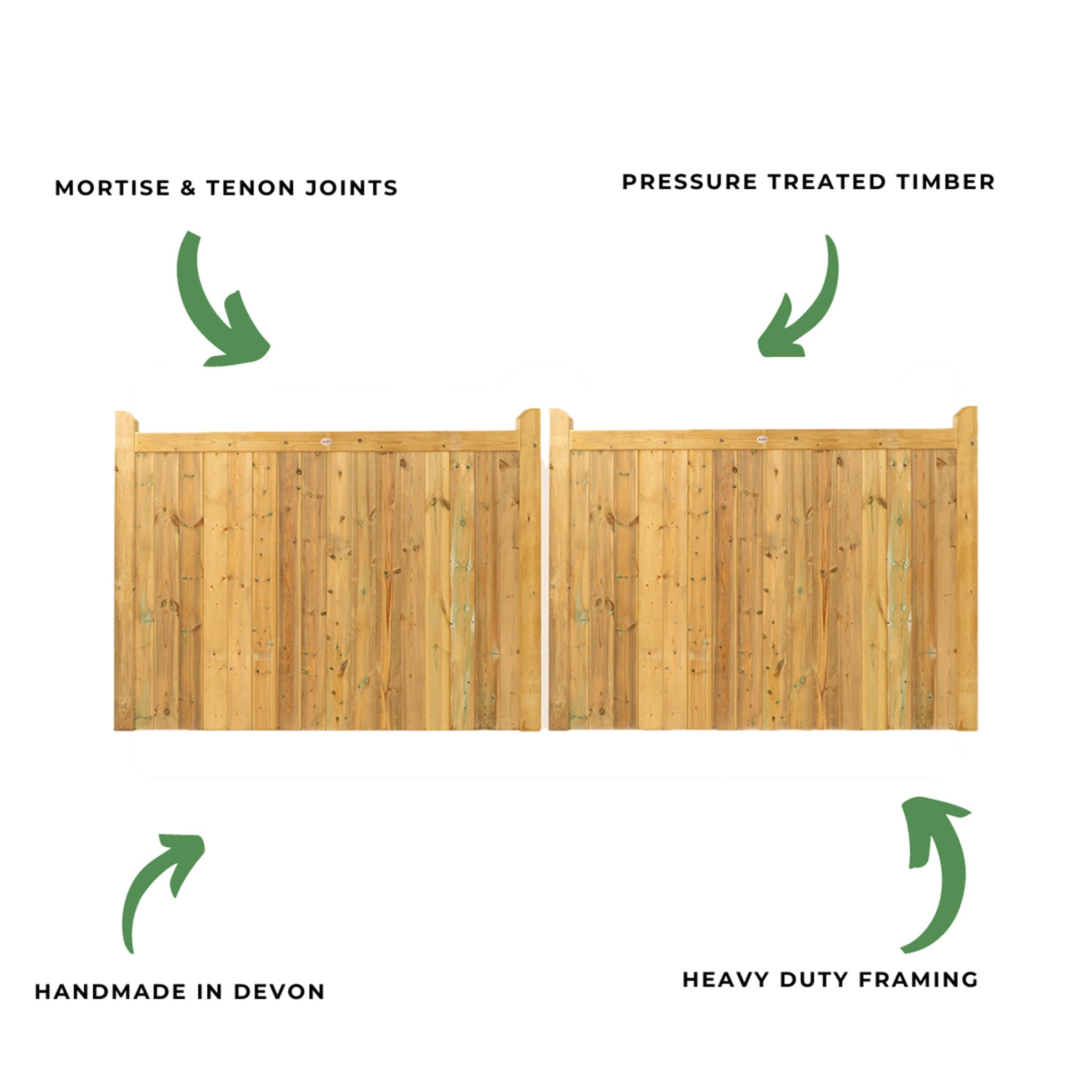 Highampton Scandinavian Redwood Mortise & Tenon Driveway Gate Pair