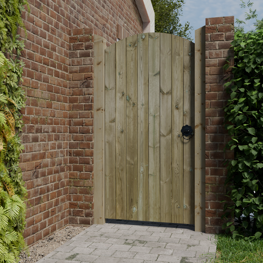 Instow Scandinavian Redwood Curved Top Tongue & Groove Side Gate (0.9m High)