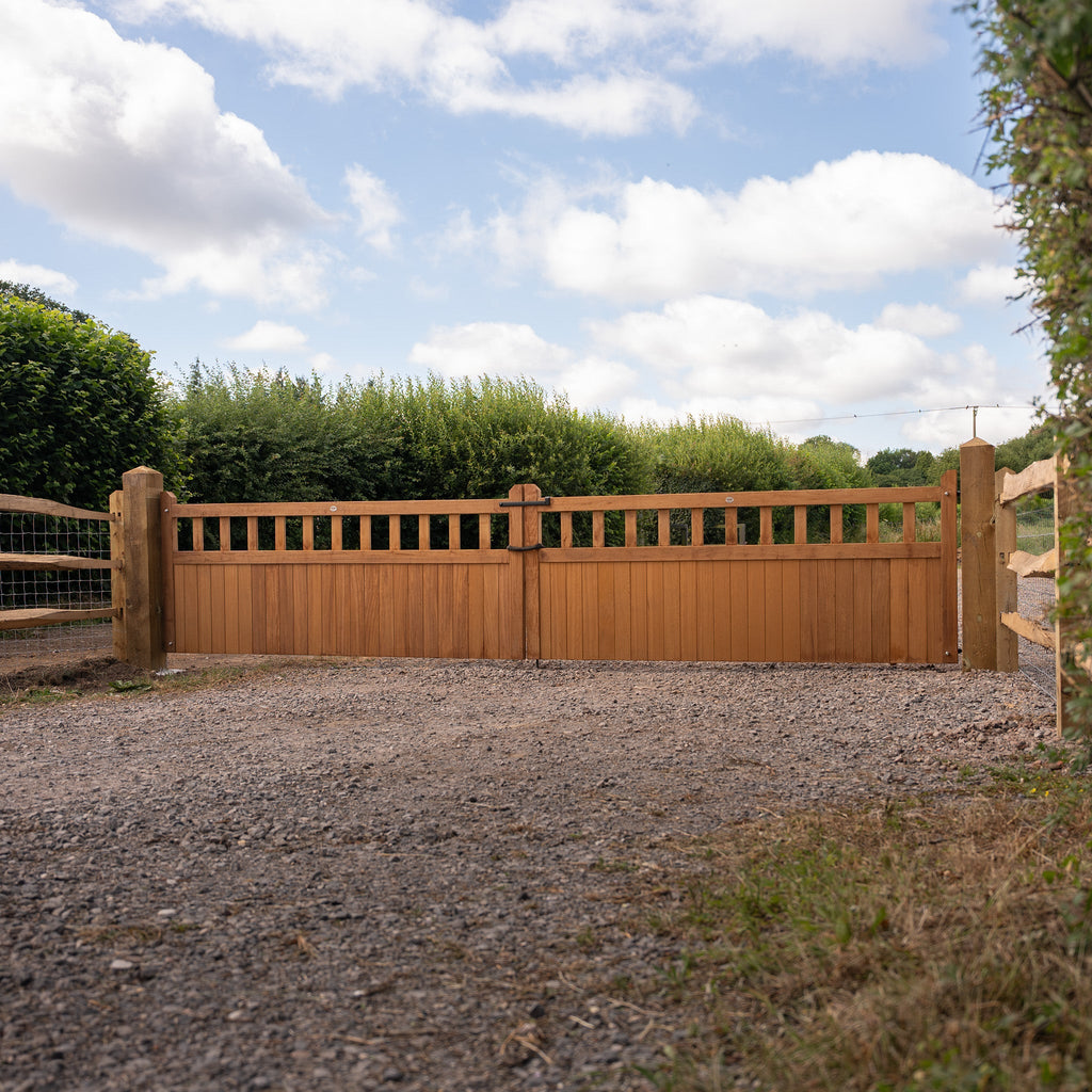 Iroko Cottage Mortise & Tenon Driveway Gate Pair