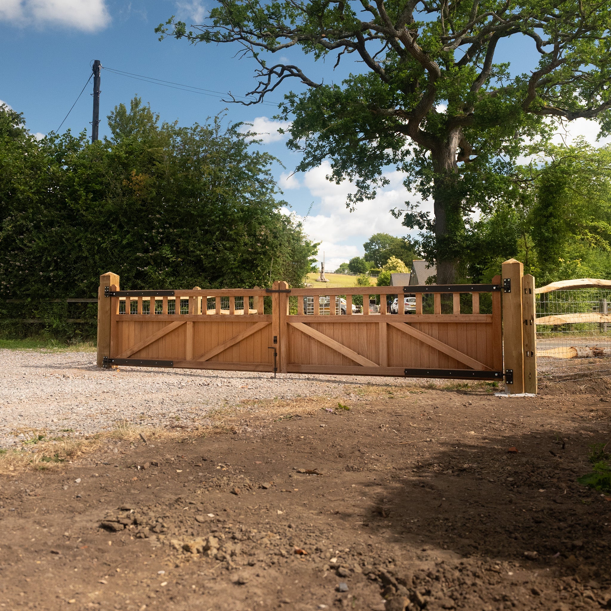 Iroko Cottage Mortise & Tenon Driveway Gate Pair