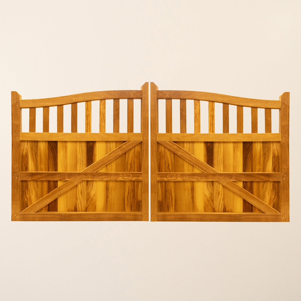 Iroko Swan Neck Cottage Driveway Gate Pair