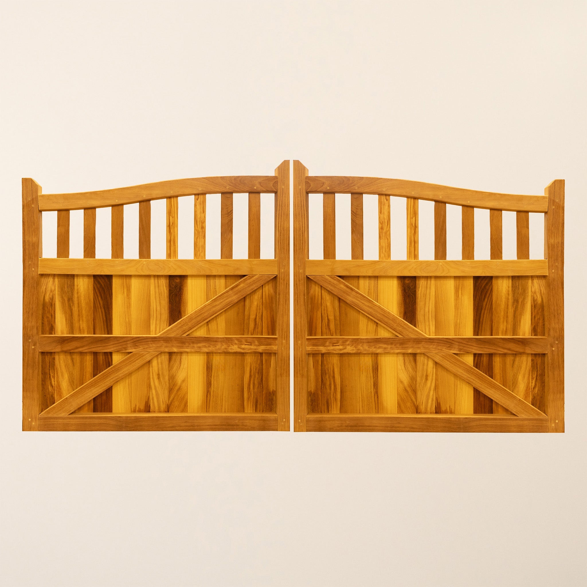 Iroko Swan Neck Cottage Driveway Gate Pair