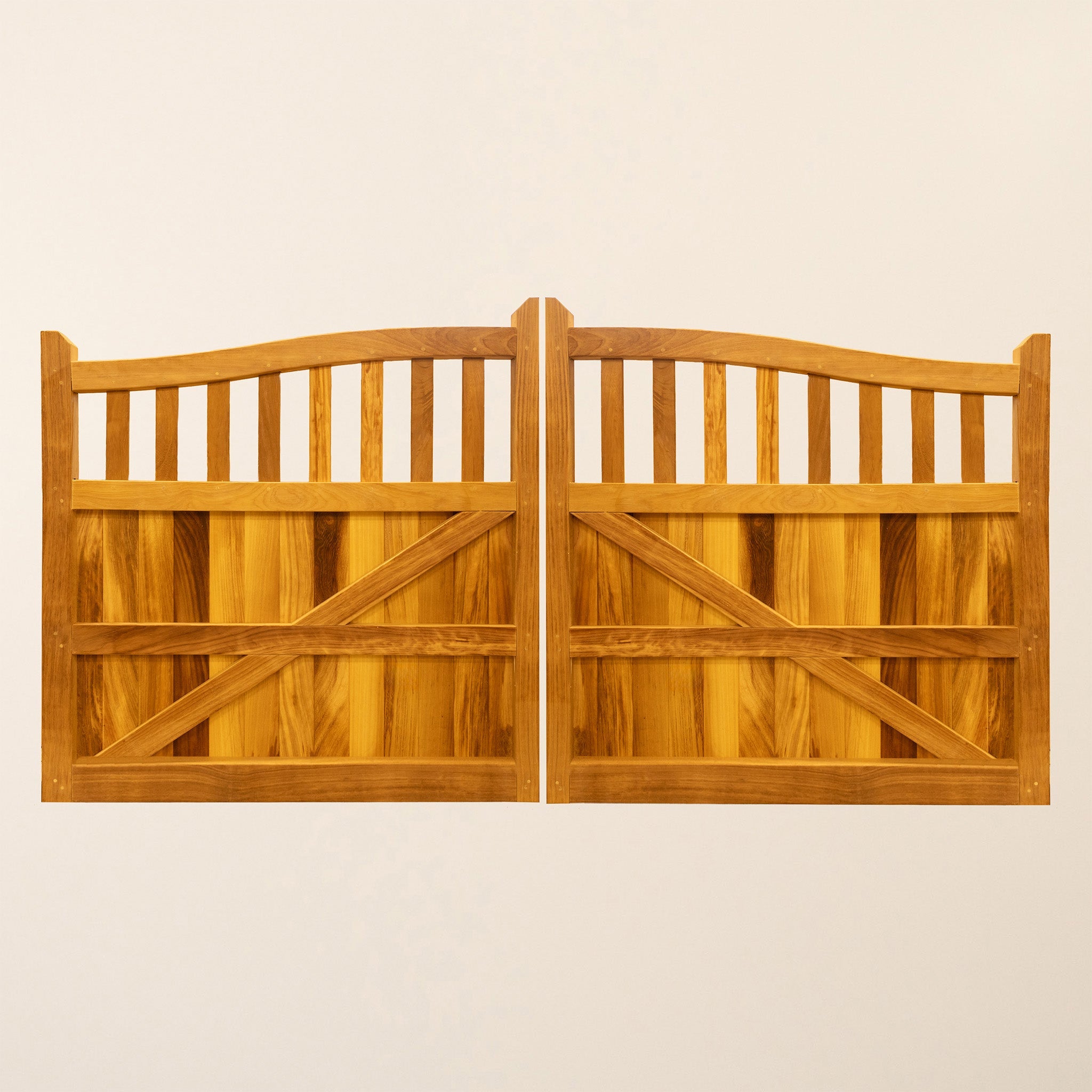 Iroko Swan Neck Cottage Mortise & Tenon Sliding Driveway Gate