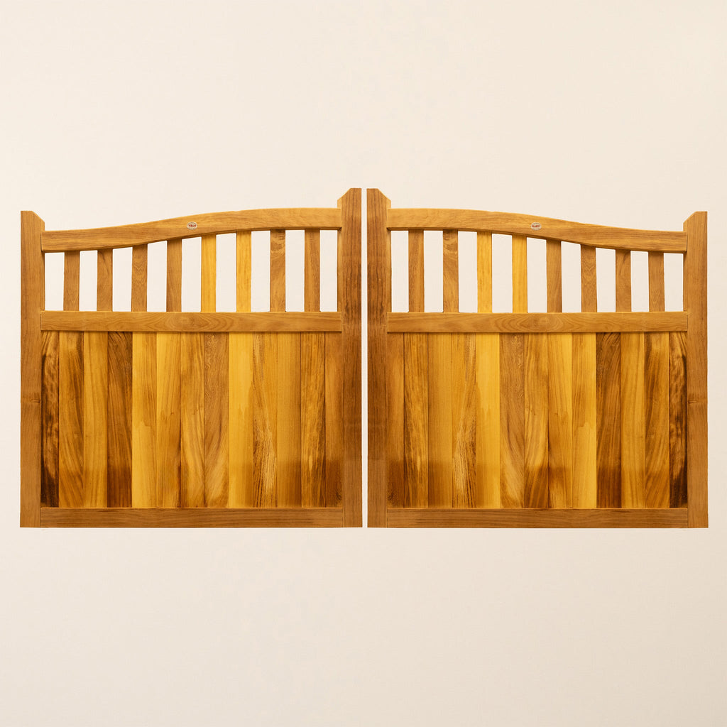Iroko Swan Neck Cottage Driveway Gate Pair