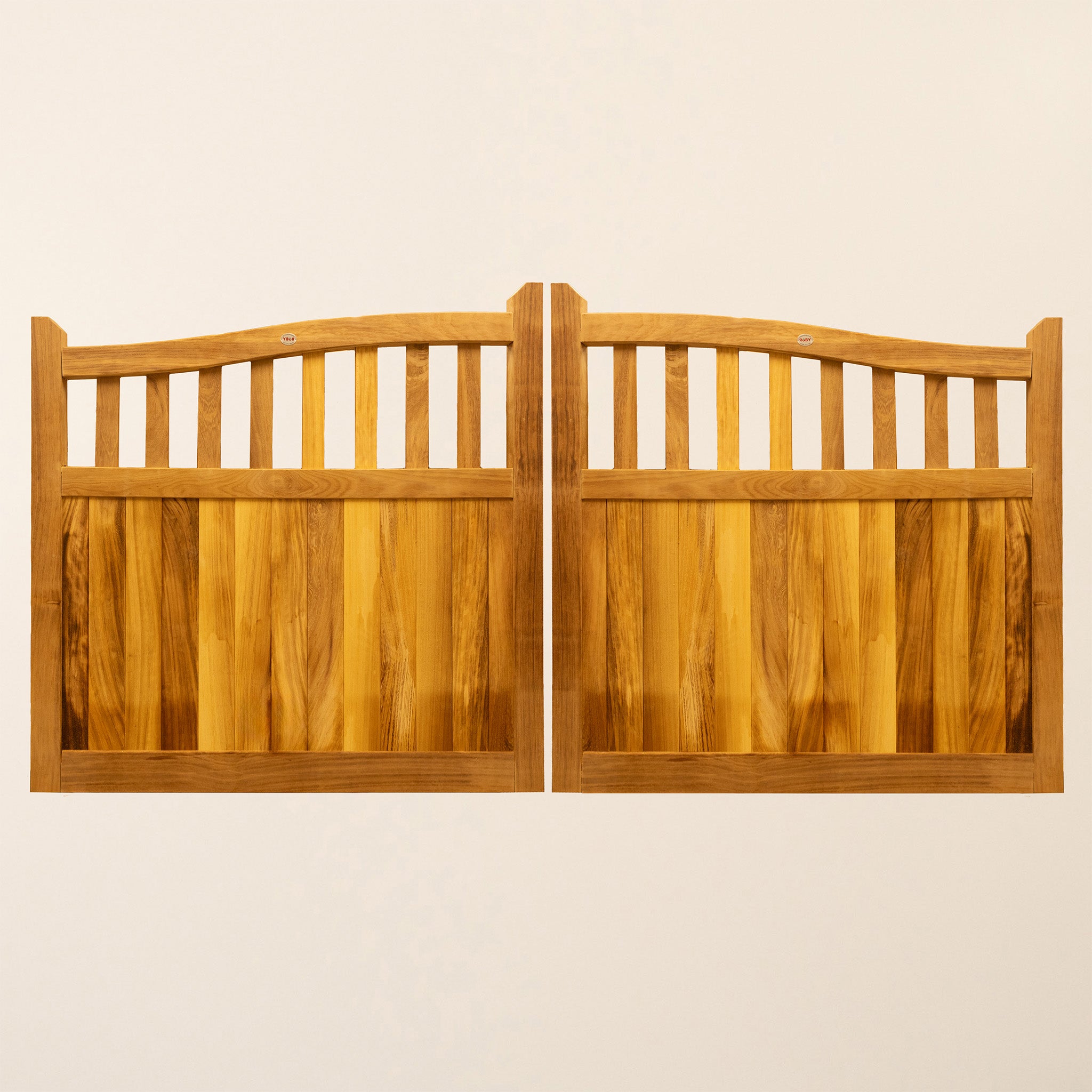 Iroko Swan Neck Cottage Mortise & Tenon Sliding Driveway Gate