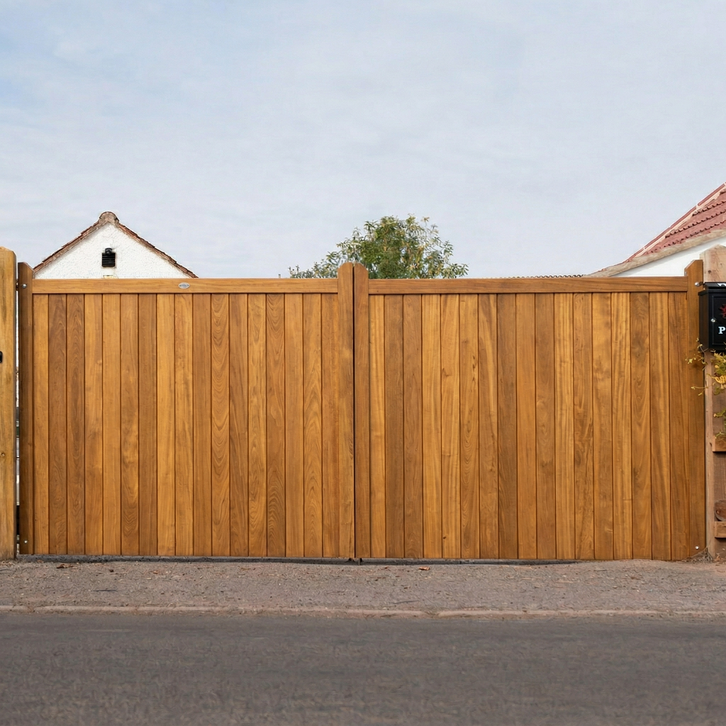 Highampton Iroko Mortise & Tenon Driveway Gate Pair