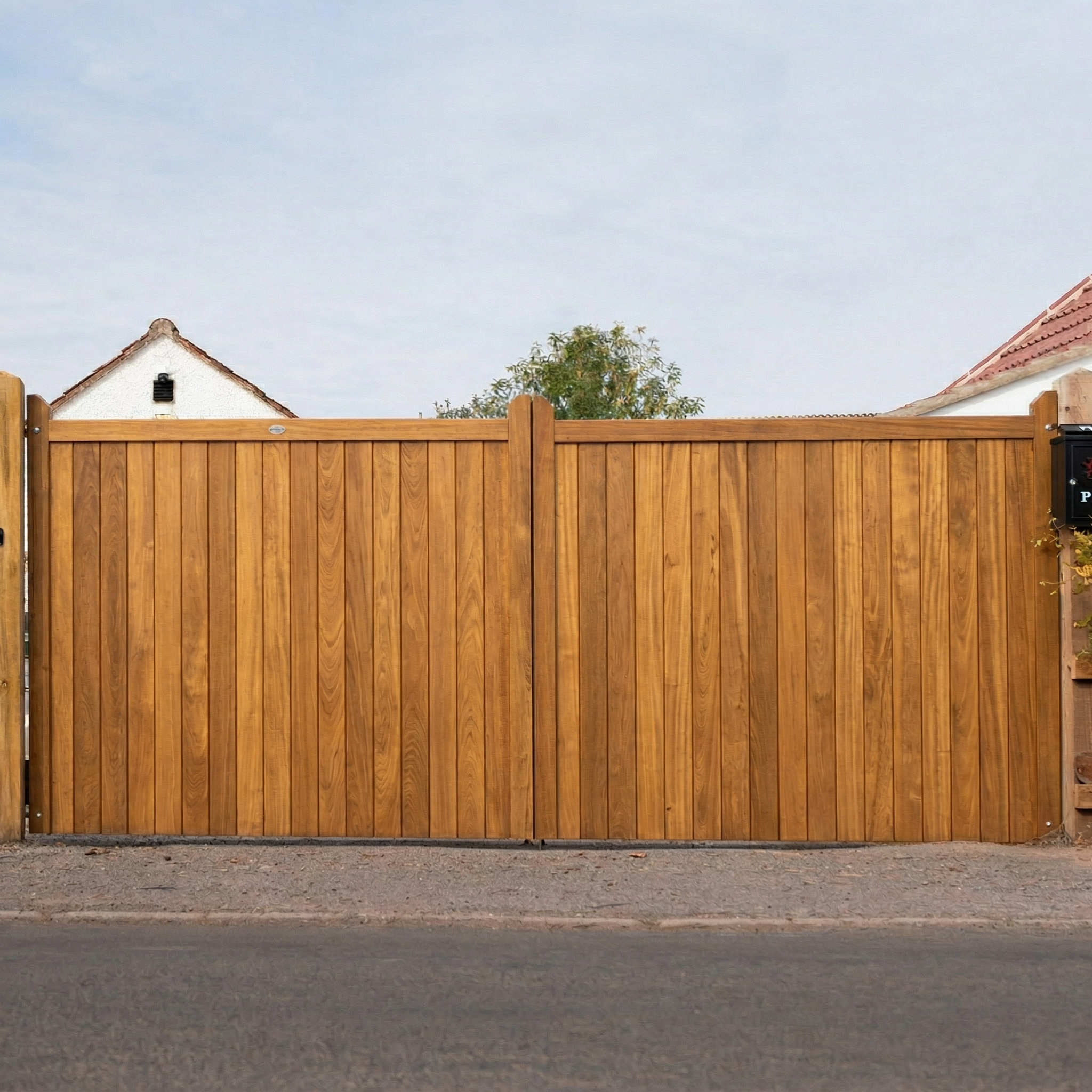 Highampton Iroko Mortise & Tenon Driveway Gate Pair