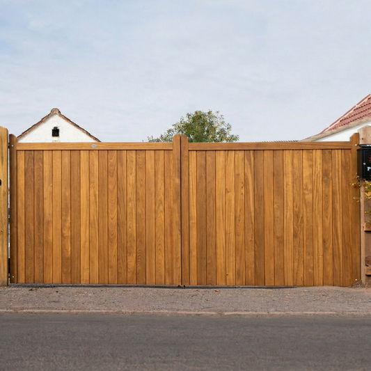 Highampton Iroko Mortise & Tenon Driveway Gate Pair
