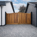 Iroko Swan Neck Mortise & Tenon Driveway Sliding Gate