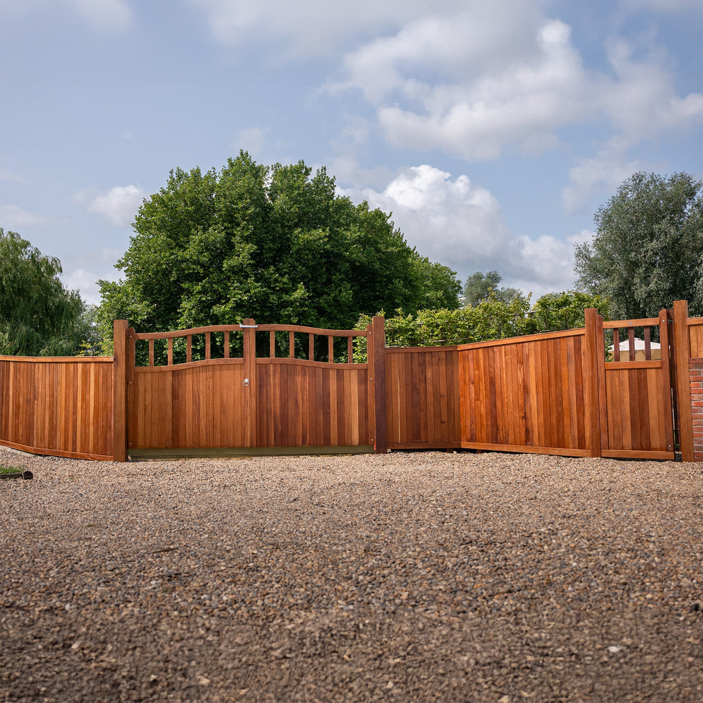 Iroko Swan Neck Cottage Driveway Gate Pair