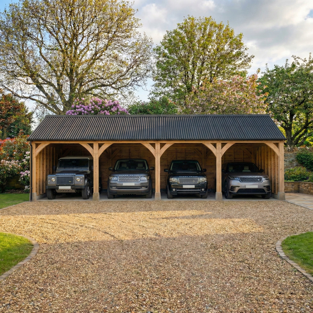 Corrugated Roof Larch Car Port