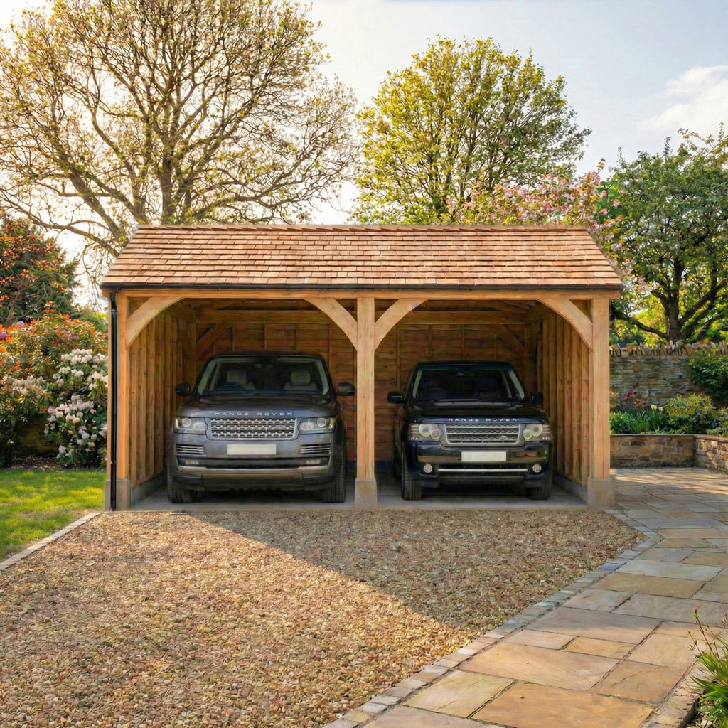 Cedar Shingle Roof Larch Car Port