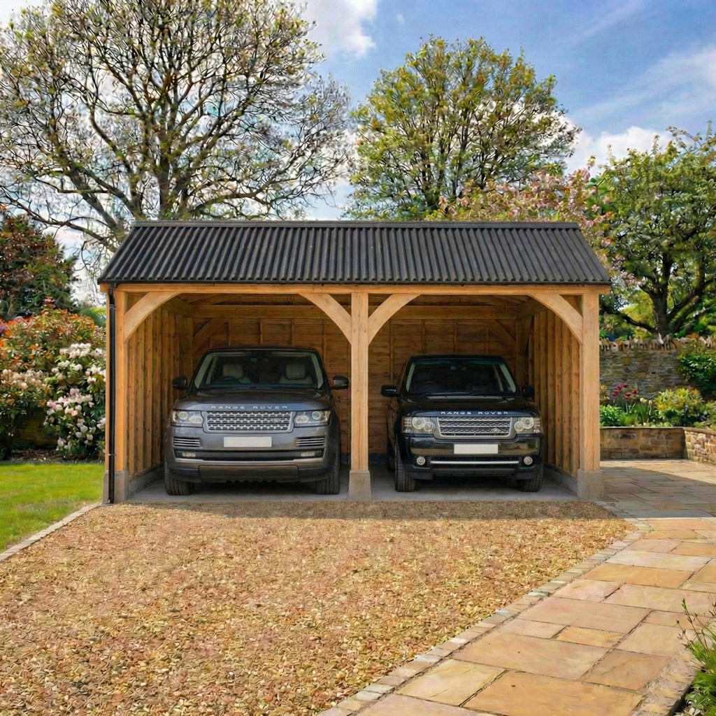 Corrugated Roof Larch Car Port