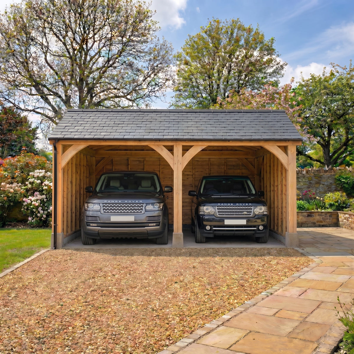 Slate Roof Larch Car Port