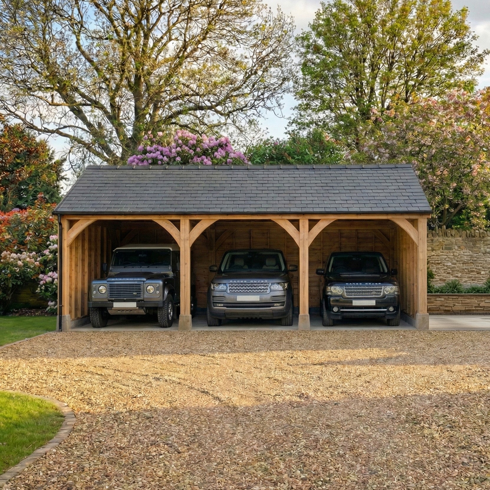 Slate Roof Larch Car Port