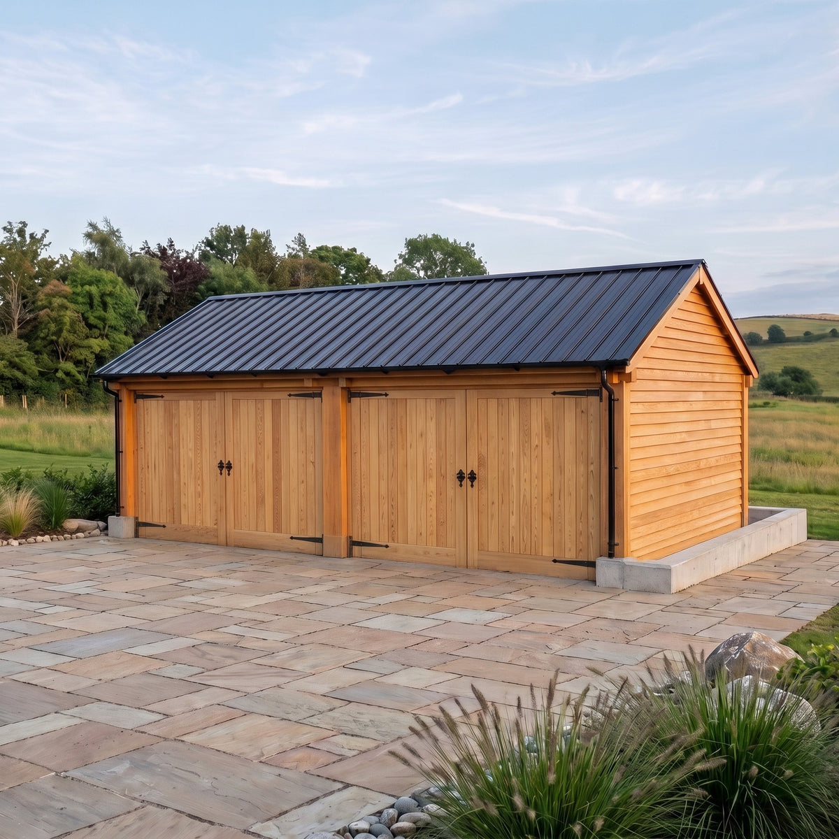 Larch Standing Seam Roof Garage