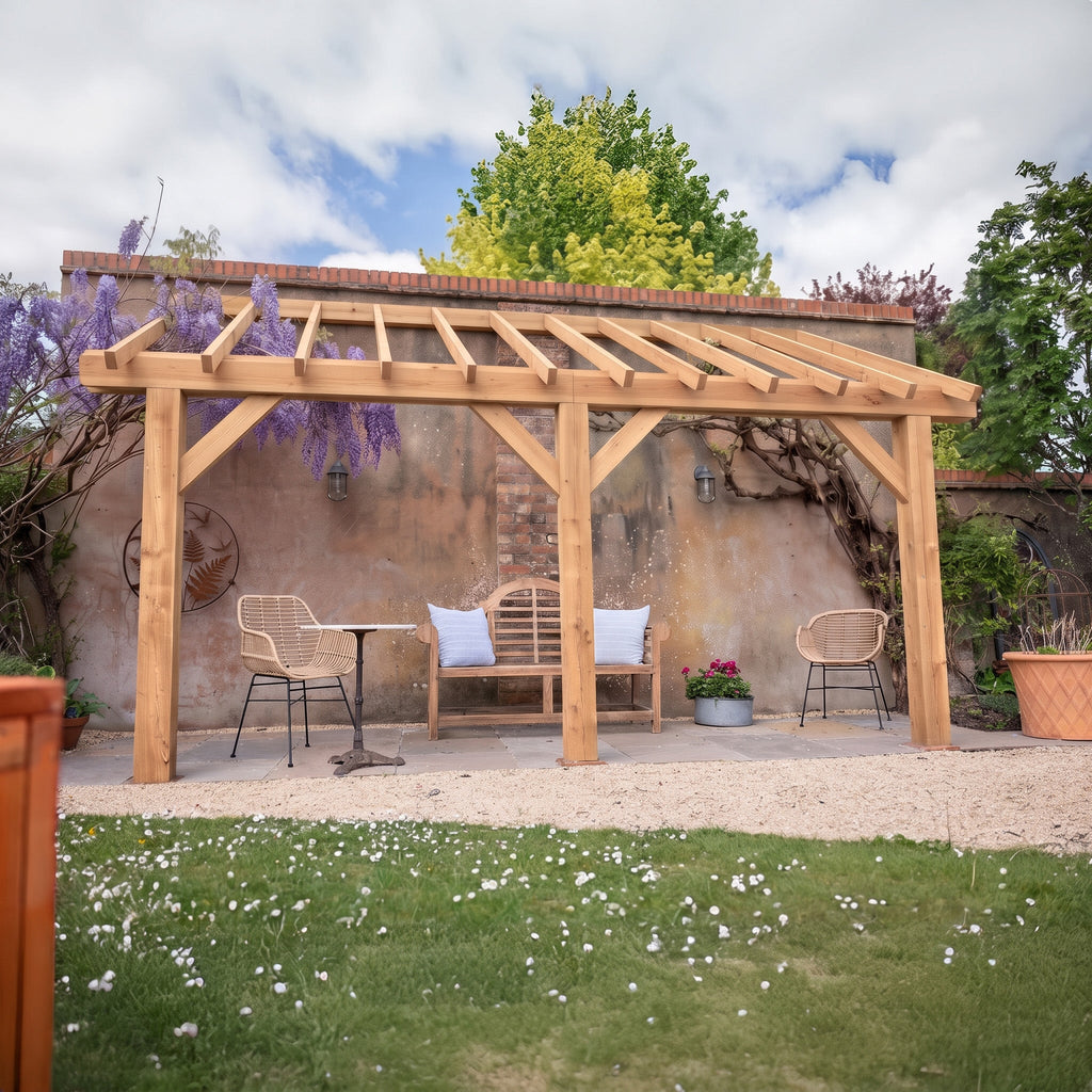 Lean-To Open Roof Planed British Larch Pergola