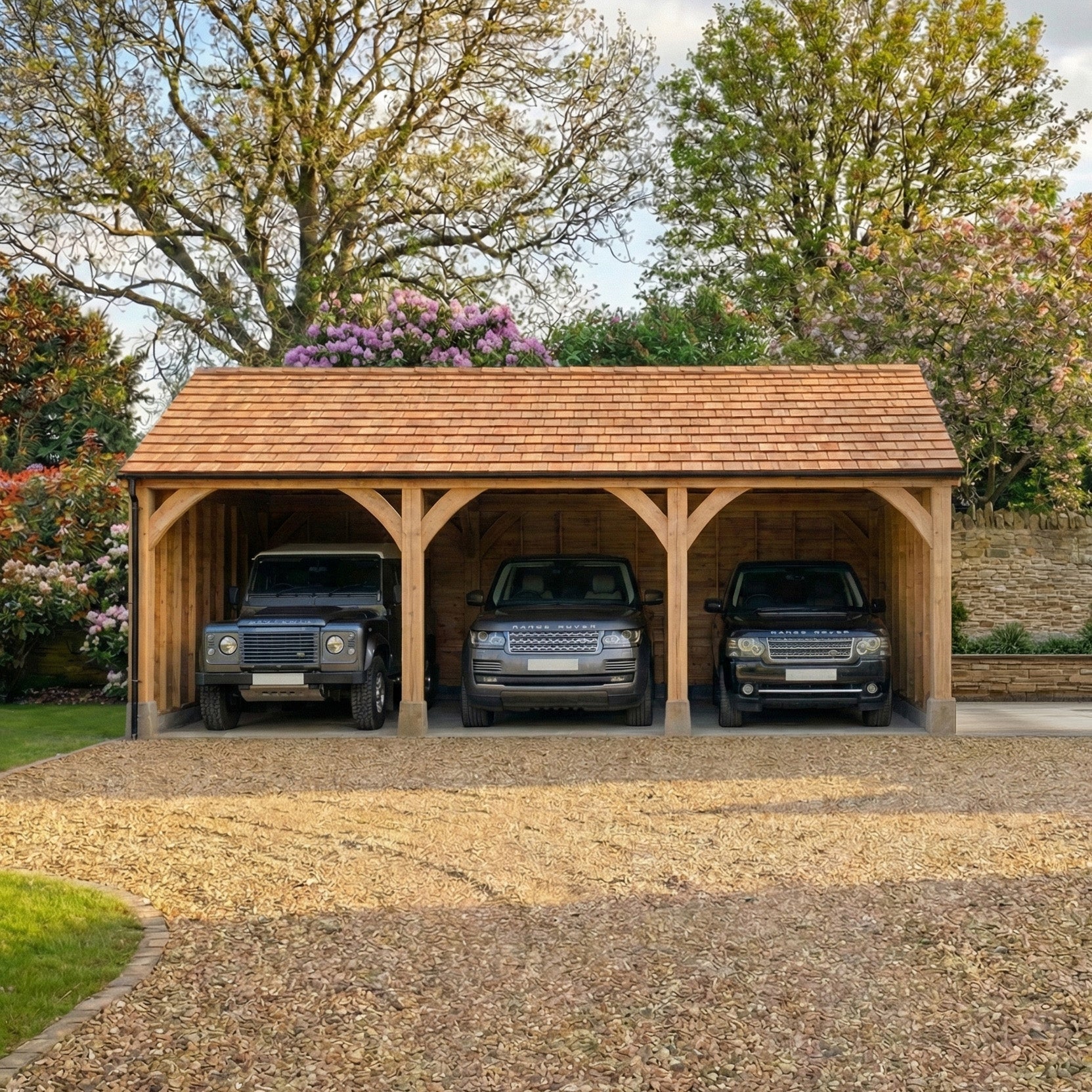 Cedar Shingle Roof Larch Car Port