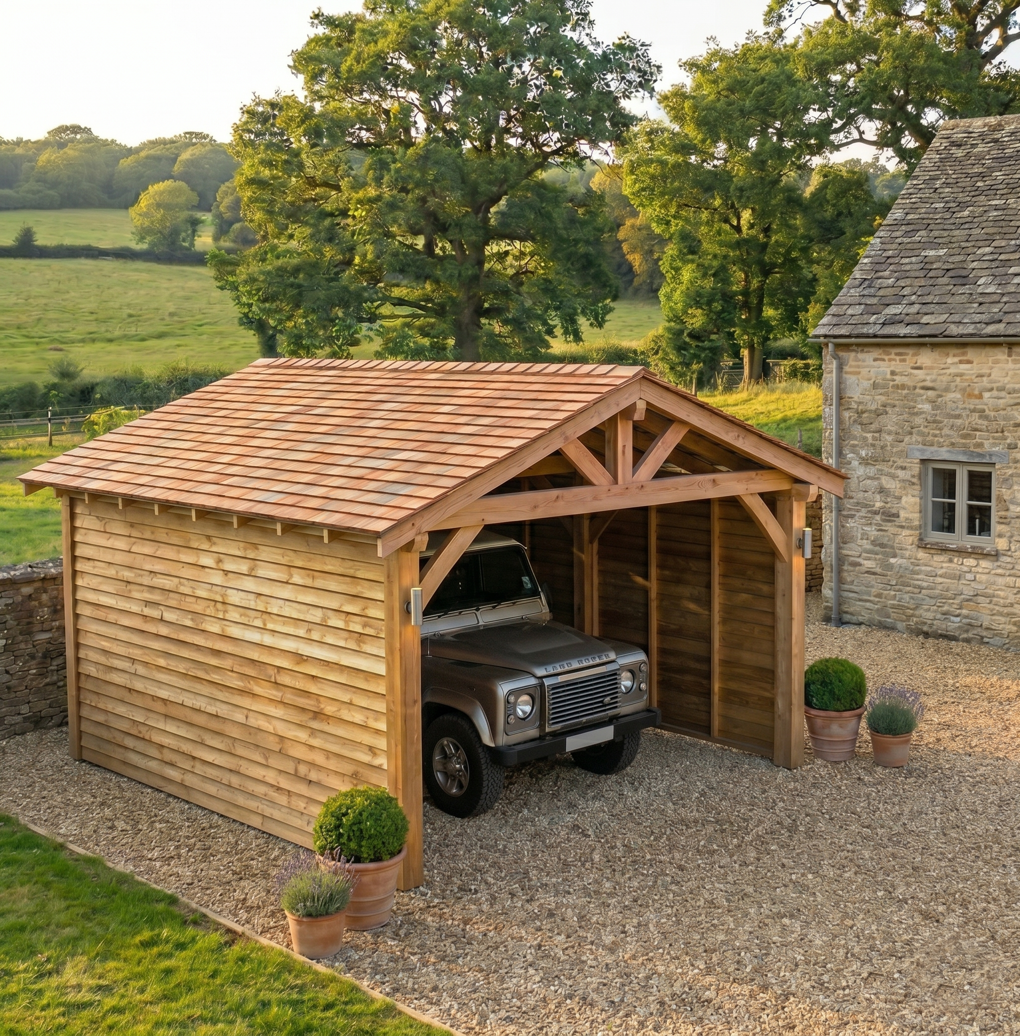 Cedar Featheredge Roof Larch Car Port