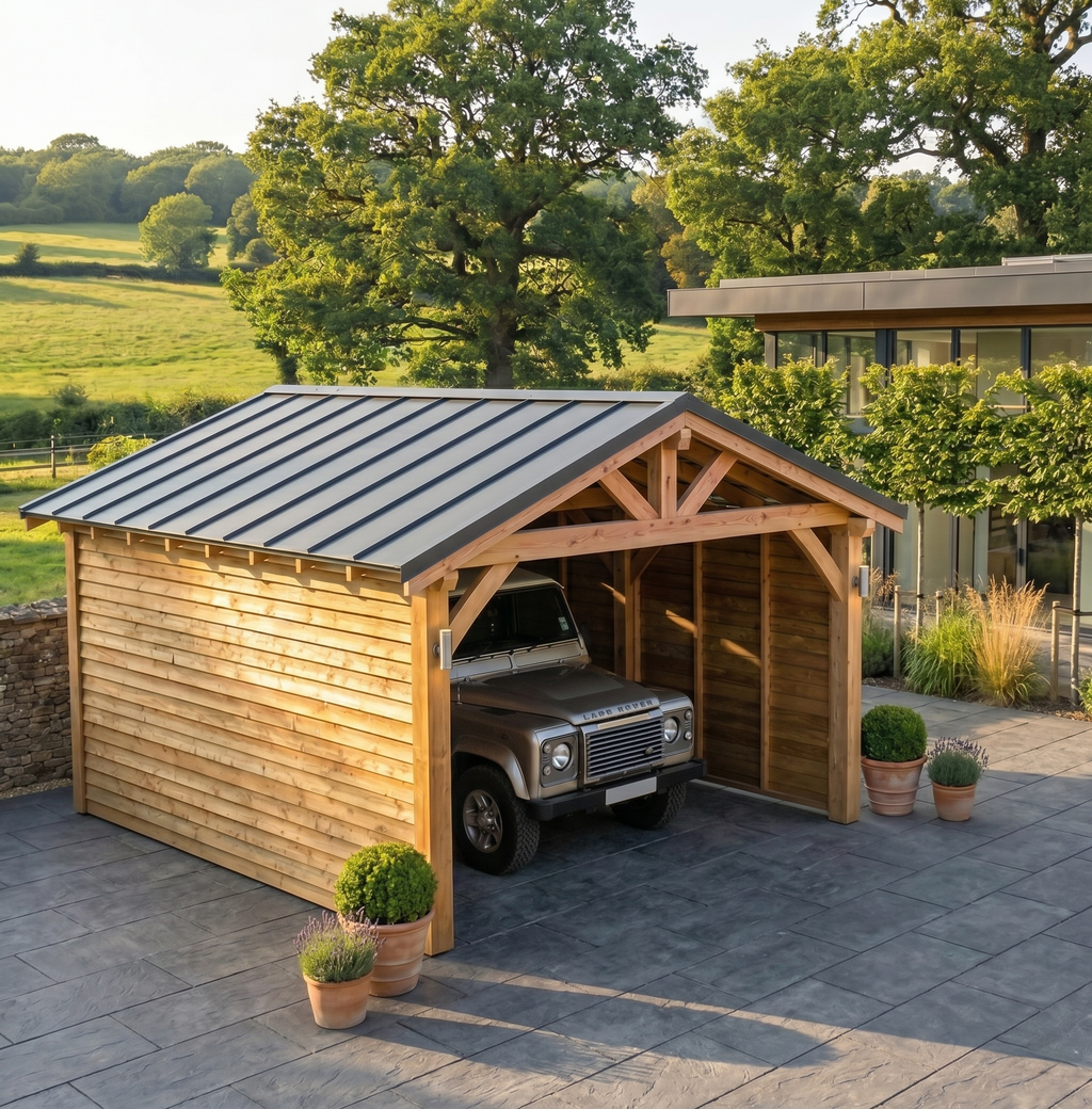 Standing Seam Roof Larch Car Port