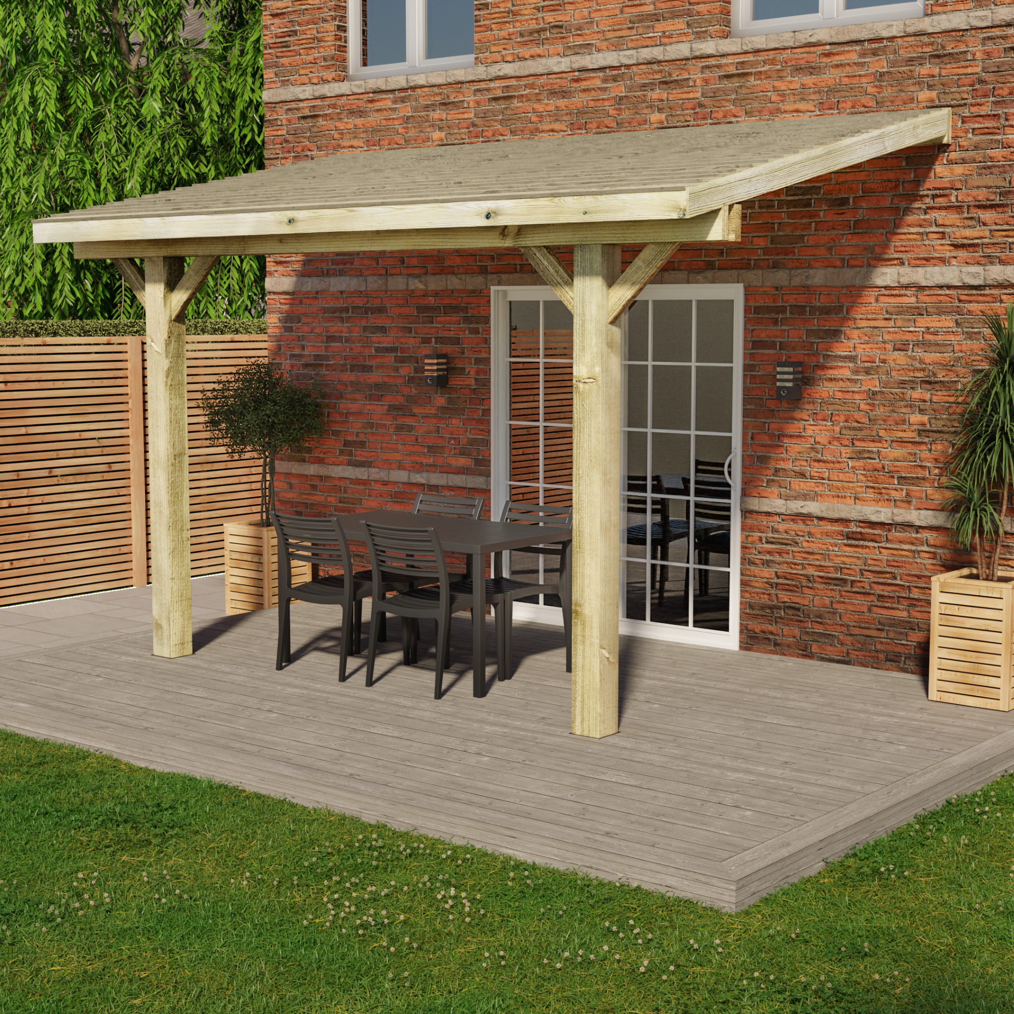 Ruby Lean-To Treated Featheredge Gazebo