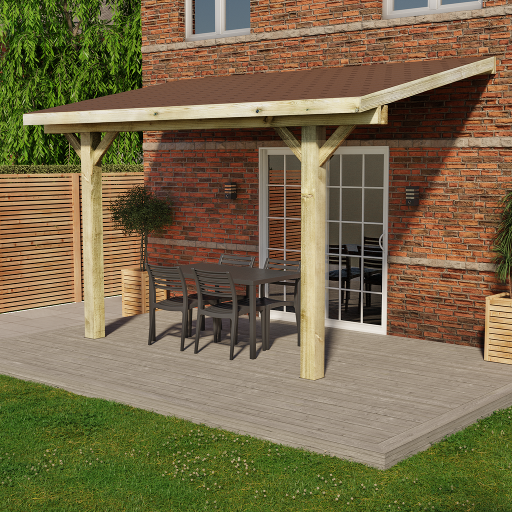 Ruby Lean-To Katepal Brown Shingle Roof Gazebo