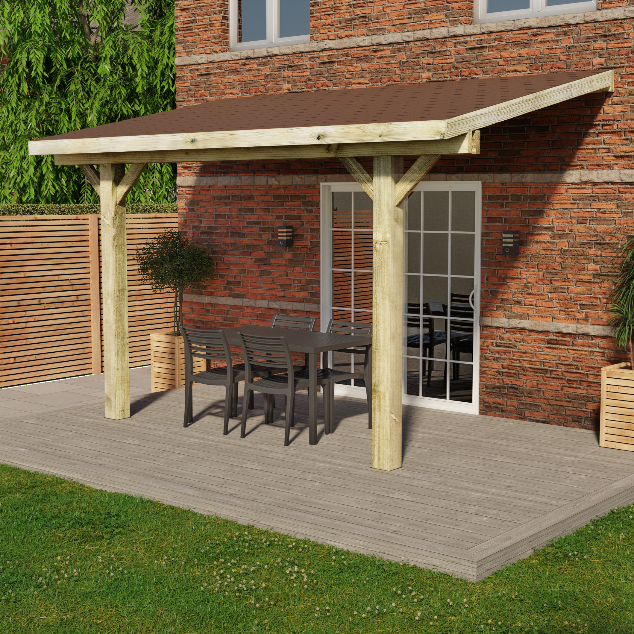 Ruby Lean-To Katepal Brown Shingle Roof Gazebo