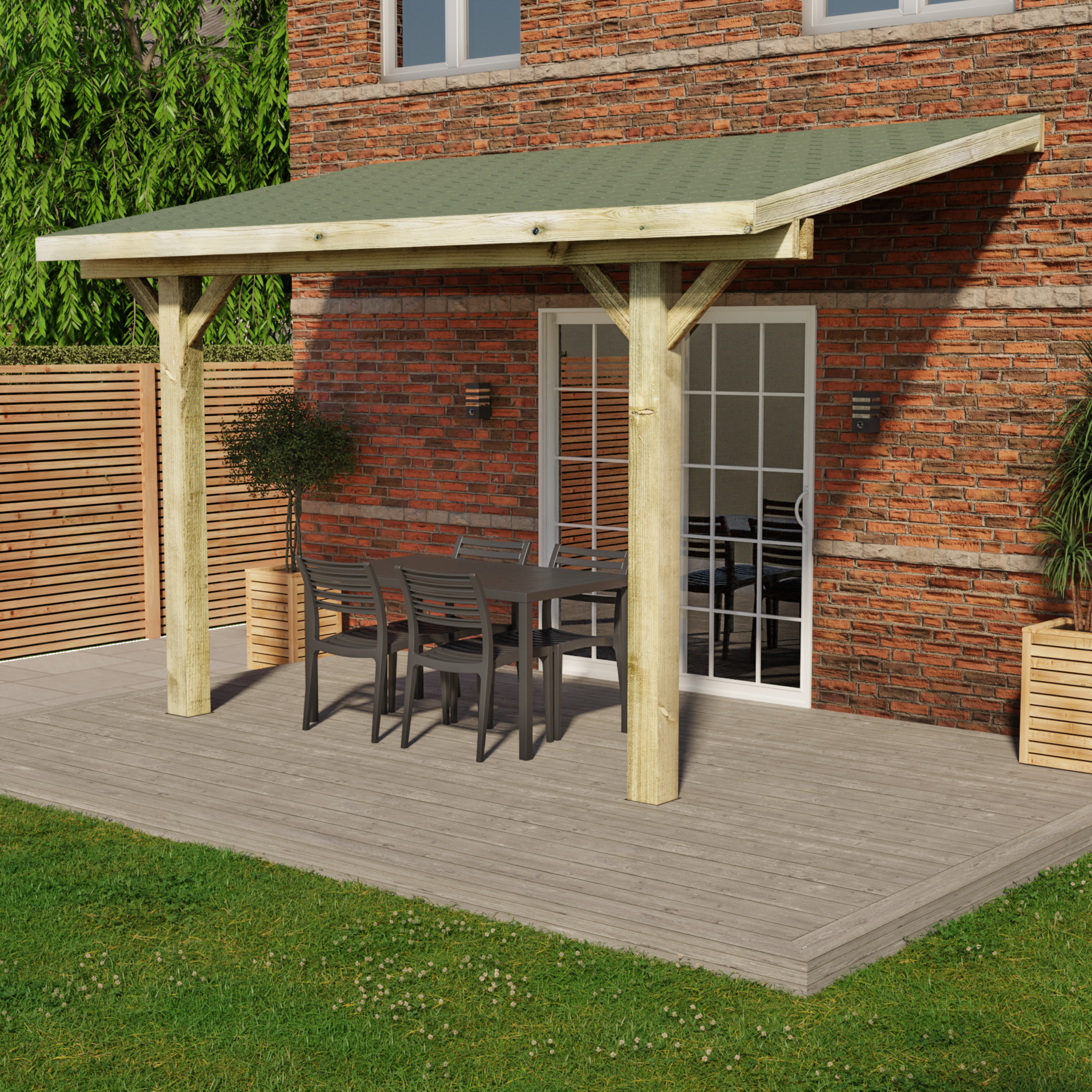 Ruby Lean-To Katepal Green Shingle Roof Gazebo