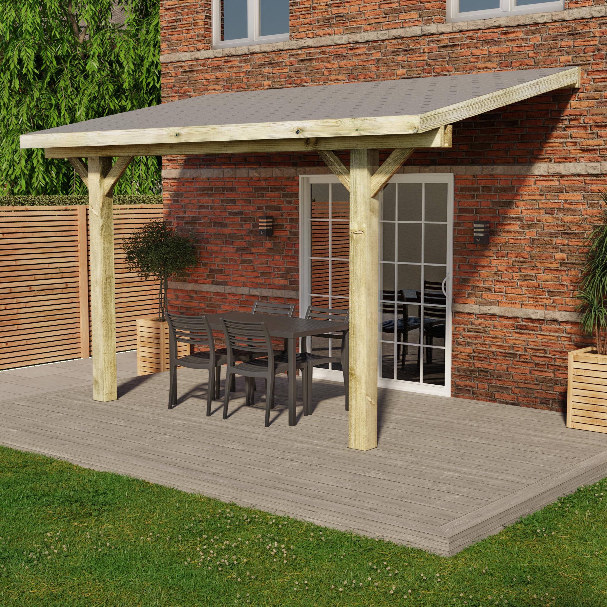 Ruby Lean-To Katepal Grey Shingle Roof Gazebo