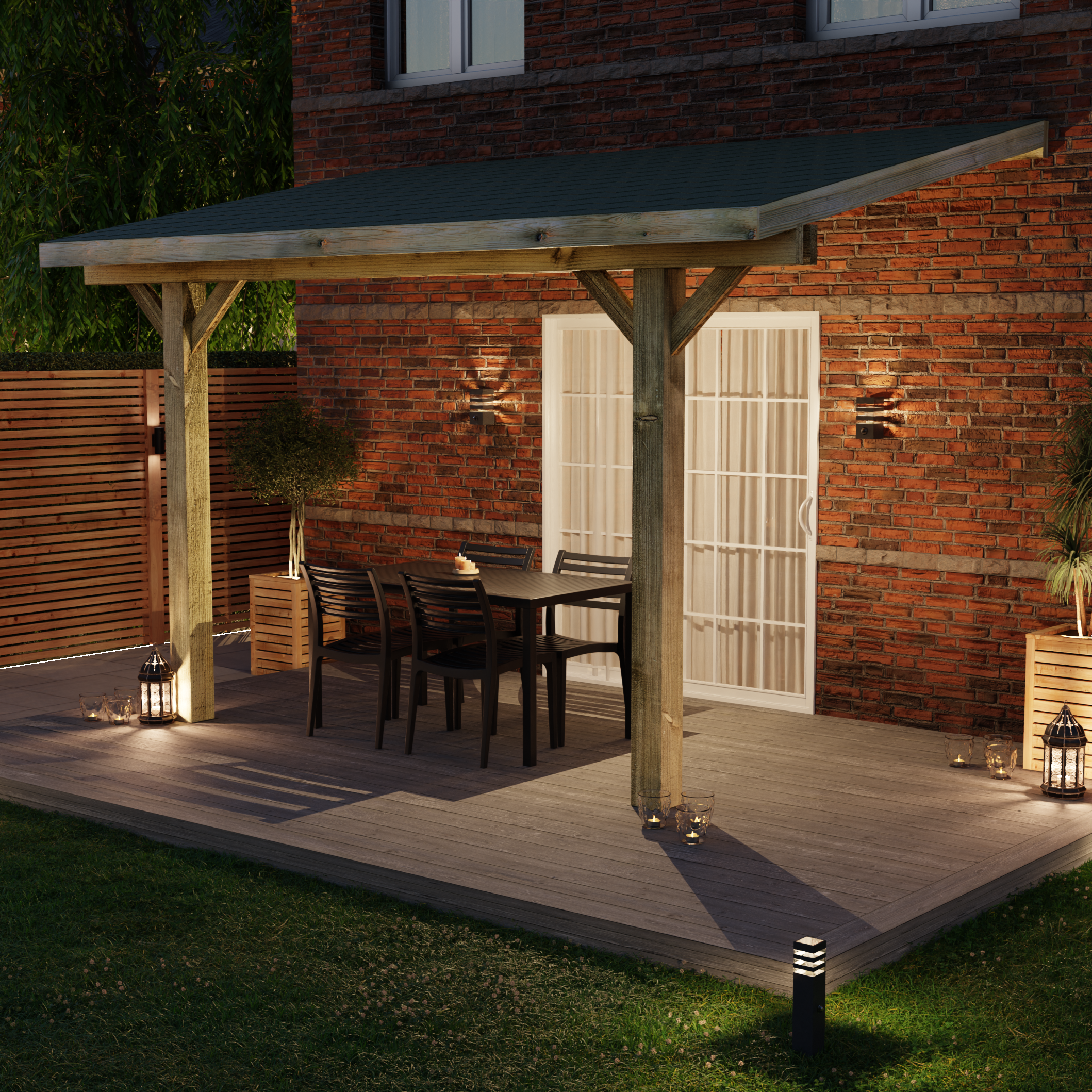 Ruby Lean-To Katepal Green Shingle Roof Gazebo