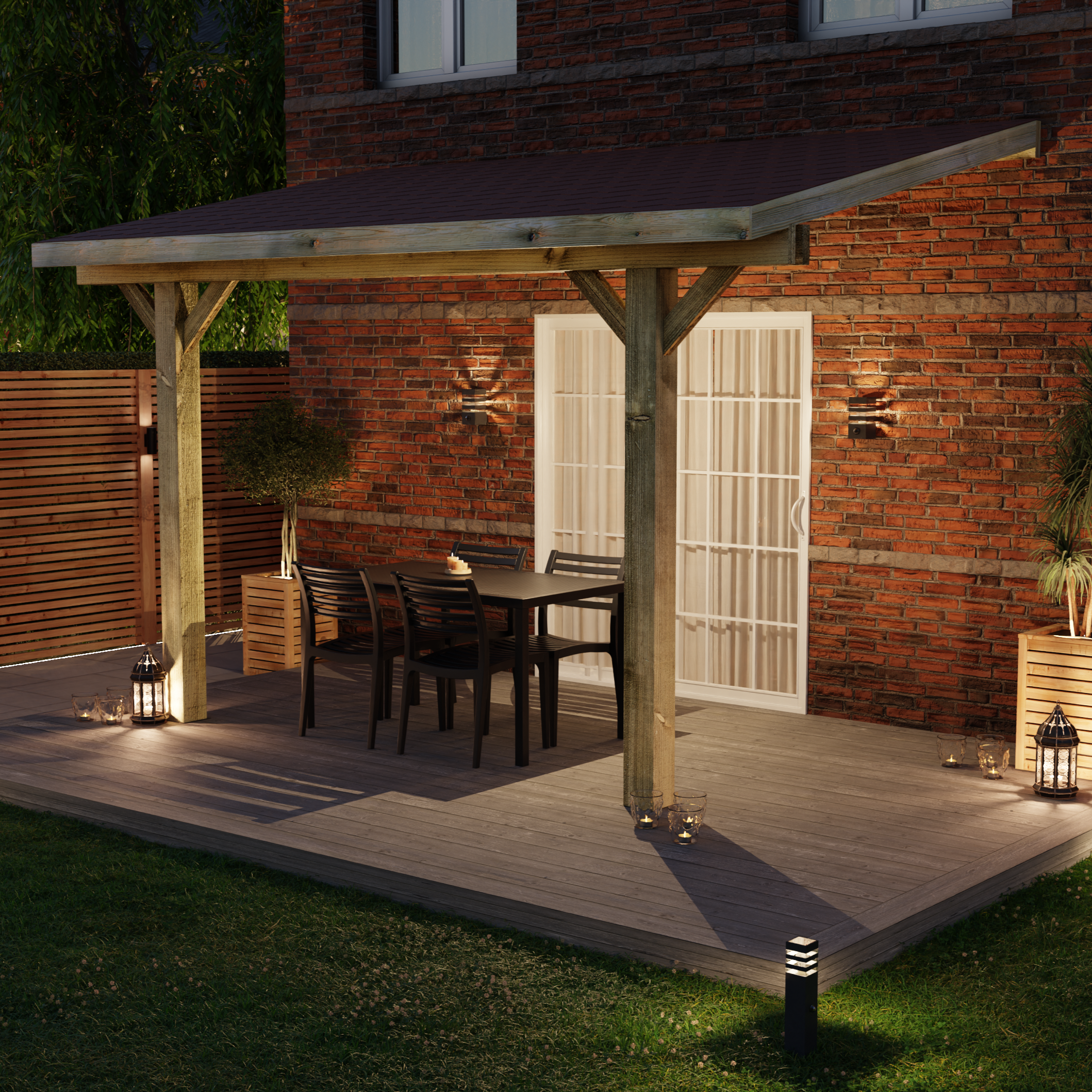 Ruby Lean-To Katepal Red Shingle Roof Gazebo