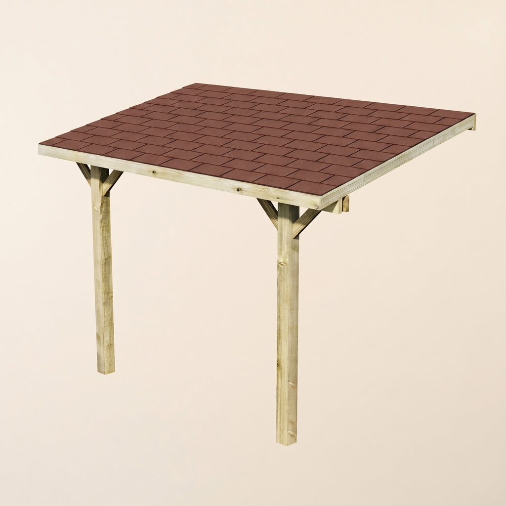 Lean-To Katepal Brown Shingle Roof Wooden Gazebo
