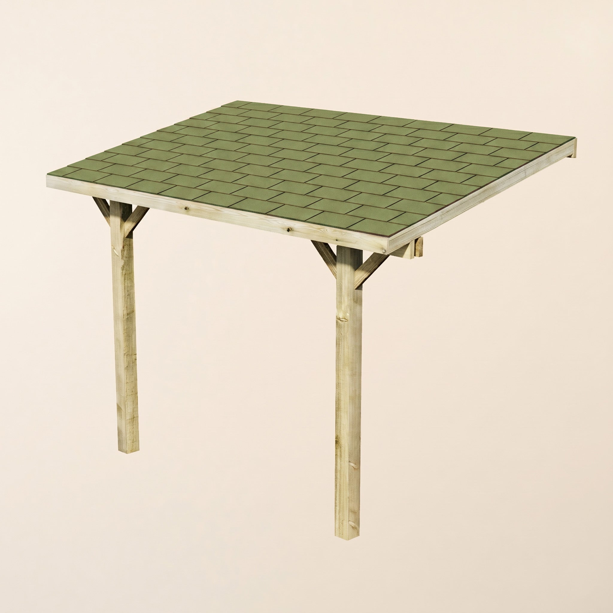 Lean-To Katepal Green Shingle Roof Wooden Gazebo