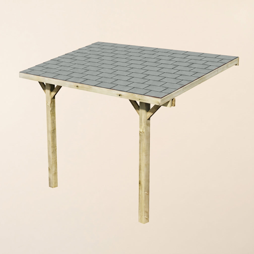 Lean-To Katepal Grey Shingle Roof Wooden Gazebo