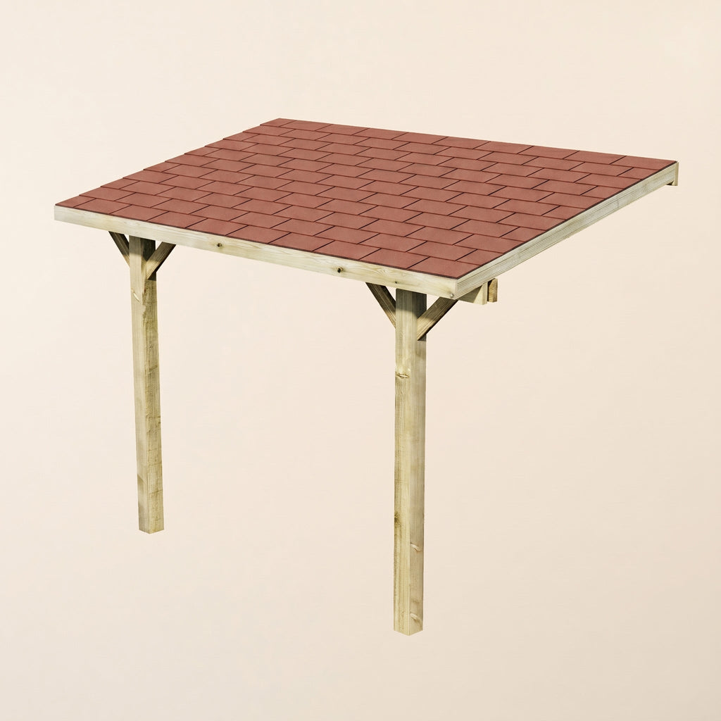 Lean-To Katepal Red Shingle Roof Wooden Gazebo