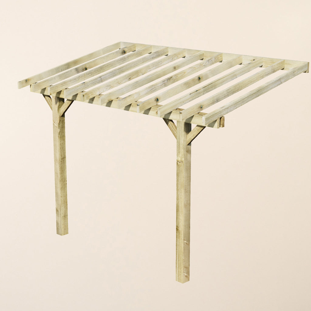 Lean-To Structure Open Roof Wooden Pergola