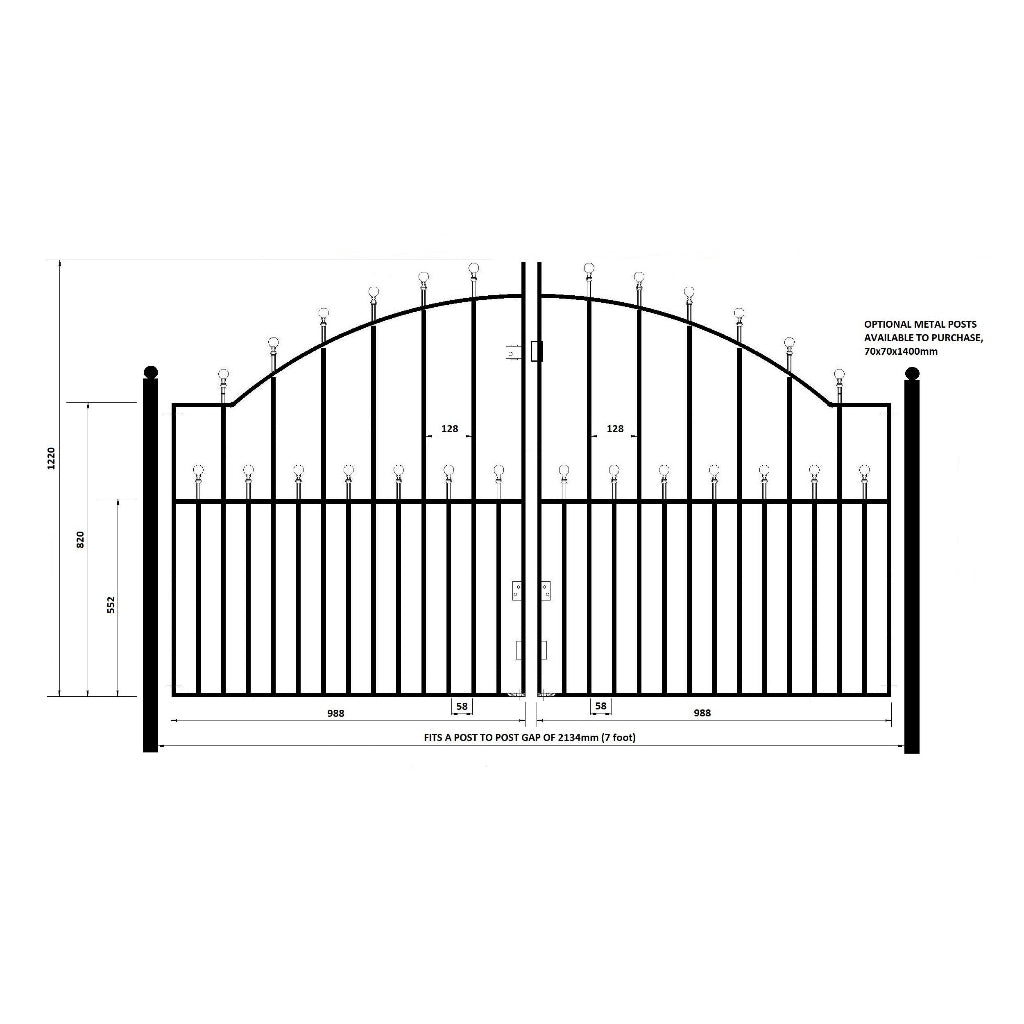 Mousehole Steel Bow Top Steel Driveway Gate