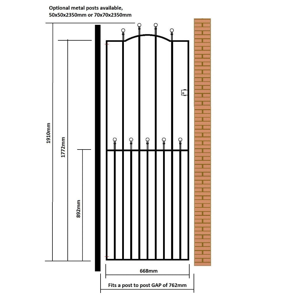 Mousehole Steel Bow Top Tall Side Gate