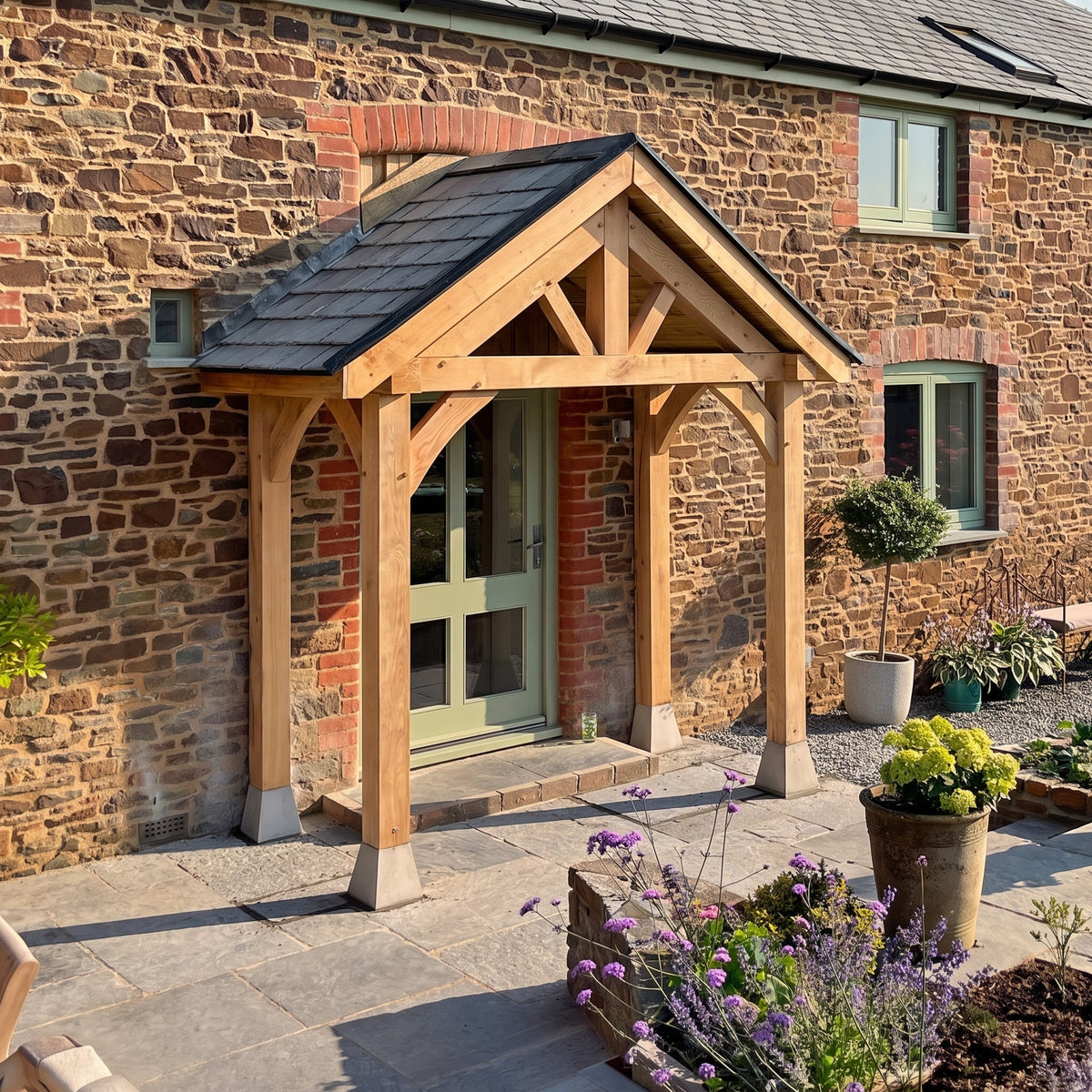 Apex Slate Roof Oak Full Height Porch (4 Posts)