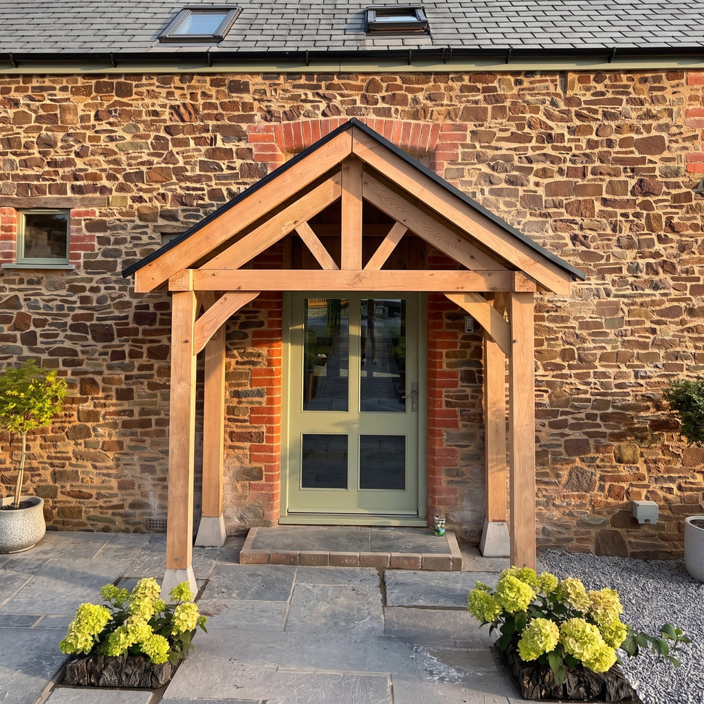 Apex Slate Roof Oak Full Height Porch (4 Posts)
