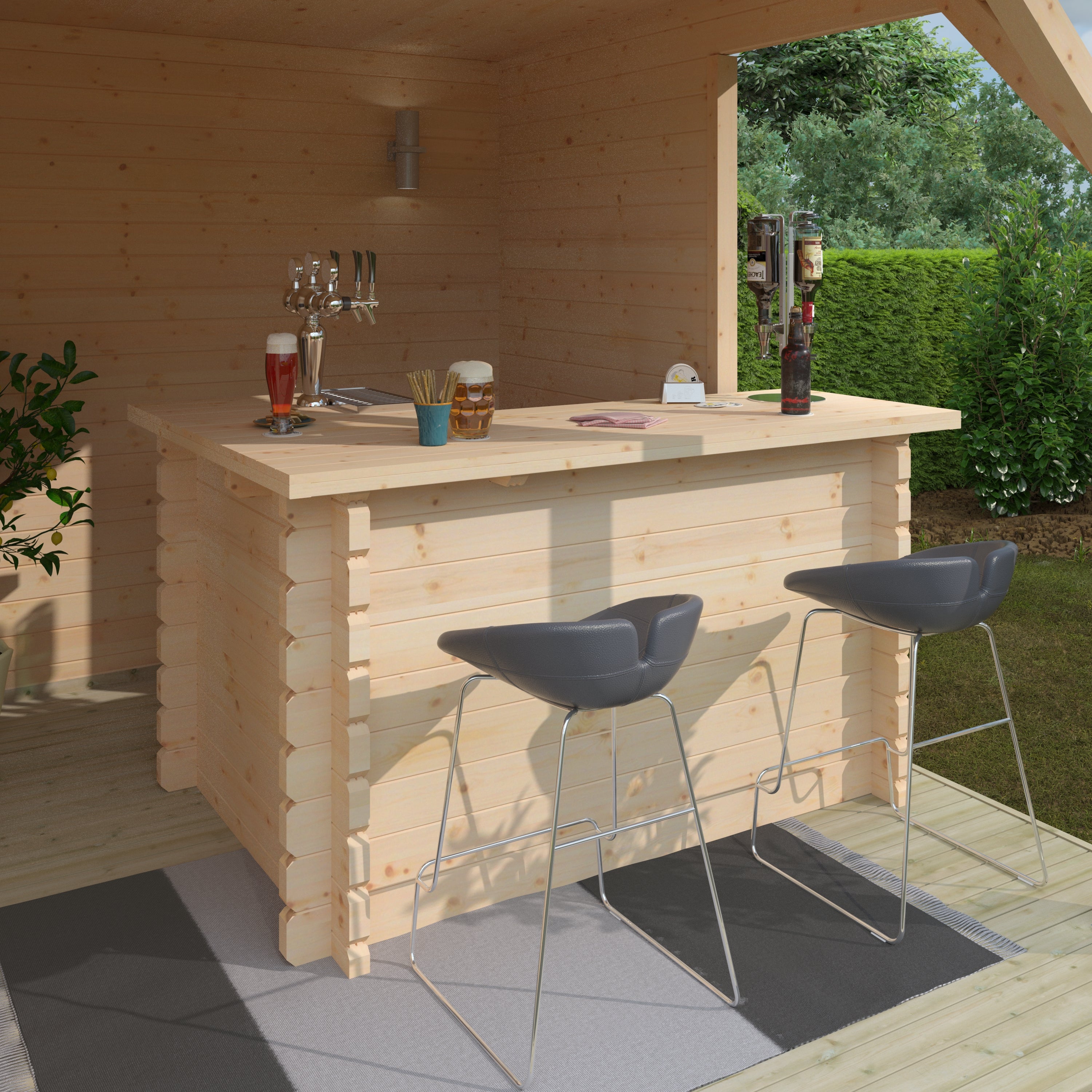 Corner Bar – L-Shaped 44mm Timber Bar for Log Cabins – Greener Sheds